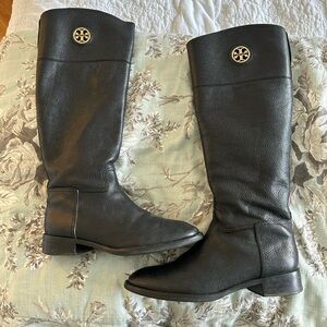 Tory Burch Black flat heel riding boots- EUC